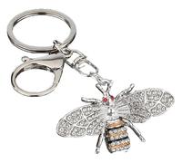 KREATIONS Portachiavi alla moda con strass e smalto per auto e borsa, Oro bianco, S