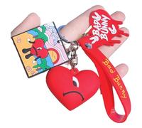 KREATIONS Portachiavi cattiva Bunny: cuore rosso, accessori per zaini, rimorchio auto, Charm Jewelry-blu, S