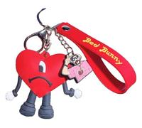 KREATIONS Portachiavi cattiva Bunny: cuore rosso, accessori per zaini, rimorchio auto, Grazioso gioiello viola, S