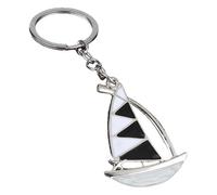 KREATIONS Portachiavi colorato smaltato barca a vela, Nero , S