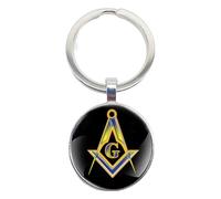 KREATIONS Portachiavi massonico bronzo convesso vetro design uomo donna, 2-nero, S