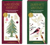 Kreativ-Adventskalender - Wunderschöne Adventszeit / Zauberhafte Winterwelt: 24 Geschenkanhänger zum Ausmalen - Mit Pinsel und Farben
