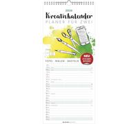Kreativ-Kalender Planer für 2 2026 - 3 Spalten - 19,5x45 cm - Foto, Malen, Basteln - datiert - Kreativkalender - Foto-Kalender - Alpha Edition