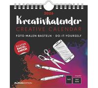 Kreativ-Kalender schwarz 2026 - 16x17 cm - Foto, Malen, Basteln - datiert - Kreativkalender - Foto-Kalender - Alpha Edition: Do it yourself calendar