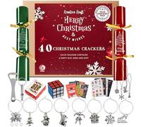 KreativeKraft Crackers di Natale, Pacco da 40 Crackers con Mini Regali e Barzellette Festive all'Interno, Decorazioni Natalizie per Tavola (Rosso Verde)