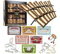 KreativeKraft Crackers Natalizi, Pacco da 6 Xmas Crackers con Puzzle (Puzzle Nero)