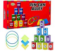 KreativeKraft Giochi da Esterno per Bambini Giardino Giochi per Feste Bambini Adulti Gioco Cucchiaio e Uovo Corsa Sacchi Lancio Degli Anelli (Vicolo Delle Lattine)