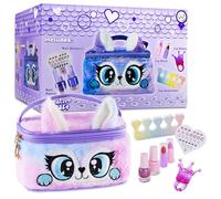 KreativeKraft Trucchi Bambina - Trousse Trucchi Bambina con Rossetti Smalti Bambina All'acqua Atossici Unghie Adesive - Regalo Bambina 5 Anni in Su (Viola), Taglia unica