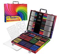 KreativeKraft Valigetta Colori per Bambini Kit Disegno Pastelli a Cera Colori a Matita Brillantini Pennarelli Colorati per Colorare Disegnare (Premium Art Case 148 Pezzi)