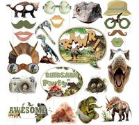 Kreatwow 24 pezzi dinosauro Photo Booth puntelli di scena dinosauro decorazioni per feste a tema selfie puntelli rawr dinosauro accessori per feste Little Dino Baby Shower dinosauro party
