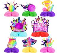 Kreatwow Bowling Decorazioni per feste di compleanno 8 pezzi Bowling Centrotavola a nido d'ape colorato Colpiamo un po 'di divertimento Decor Sport Bowling a tema decorazione da tavolo topper bowling