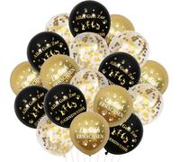 Kreatwow Decorazione per la festa della gioventù, 36 pezzi, decorazione per la festa della gioventù, colore nero, oro, scritta in lingua tedesca