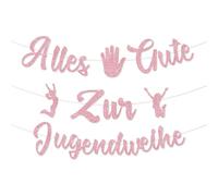 Kreatwow Decorazione per la festa della gioventù, con scritta in lingua tedesca "Alles Gute zum Jugendweihe "Alles Gute zum Jugendweihe Banner Decorazione da appendere per ragazze Youth Consecration