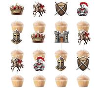Kreatwow Decorazioni medievali per feste, 36 pezzi, decorazione per torta medievale, castello, cavalieri, decorazioni a tema soldato, armatura, castello, dessert, decorazione per bambino, baby shower