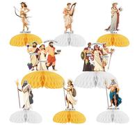 Kreatwow Decorazioni per feste greche 8 pezzi Grecia Dio centrotavola a nido d'ape mitologia greca decorazione da tavolo antica Grecia Compleanno-Party Decor Grecia-Dea greca Topper per feste a tema