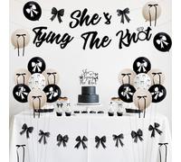 Kreatwow Fiocco nero Decorazioni per doccia nuziale She's Tying The Knot Banner per doccia nuziale Papillon nero Ghirlanda per torta Topper Principessa Addio al nubilato Palloncini per addio al