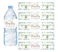 Kreatwow Greenery Clothes Baby Shower Decorazione Verde Baby Shower Etichetta Acqua 52Pcs A Sweet Baby Boy is On The Way Supply Verde Eucalipto Lascia Body Bottiglia d'acqua Adesivo per la rivelazione