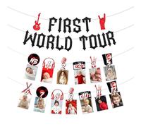 Kreatwow Rocks 1 ° compleanno decorazioni First World Tour Banner di compleanno One Rocks Photo Banner Rock And Roll Party Born To Rock Music Decorazione per feste Bunting Banner Forniture per