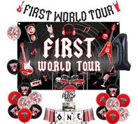 Kreatwow Rocks 1st Birthday Decorations First World Tour Birthday Sfondo Banner One Rocks Seggiolone Banner Rock-N-Roll Party Cake Topper Rock Music Theme Party Palloncini per Born To Rock 1st Bday
