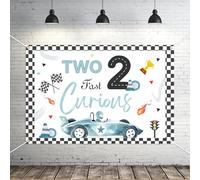 Kreatwow Two Fast 2 Curious Compleanno Decorazioni Due Fast Sfondo Banner 5x3ft Auto Da Corsa 2 ° Compleanno Decorazione Ragazzi Blu Racing Tema Foto Sfondo Vintage Auto Da Corsa Festa