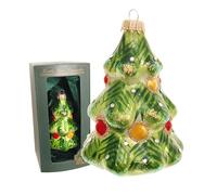 Krebs Glas Lauscha - Decorazione natalizia/decorazione per albero di Natale in vetro - Albero di Natale effetto porcellana - Colore: verde/rosso/oro - Dimensioni: circa 16 cm