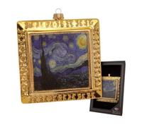 Krebs Glas Lauscha - Decorazione natalizia/decorazione per albero di Natale in vetro - Albero di Natale motivo: Notte stellata - Decorato con glitter - Dimensioni: circa 15 cm