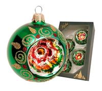 Krebs Glas Lauscha - Decorazione natalizia/decorazioni per albero di Natale in vetro - Decorazione. Riflettore - Quantità: 4 pezzi - Colore: verde - Dimensioni: circa 7 cm