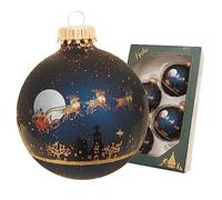 Krebs Glas Lauscha - Decorazione natalizia/decorazioni per albero di Natale in vetro - Palline di Natale - Motivo: mezzanotte prima di Natale con decorazioni in oro - 4 pezzi - Dimensioni: 4 x 7 cm