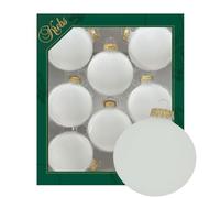 Krebs Glas Lauscha - Decorazioni natalizie/decorazioni per albero di Natale in vetro - Palline tinta unita gelo - Quantità: 8 pezzi - Colore: bianco - Dimensioni: circa 7 cm