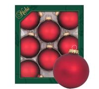 Krebs Glas Lauscha - Decorazioni natalizie in vetro - Palline tinta unita - Quantità: 8 pezzi - Colore: rosso raso - Dimensioni: circa 7 cm