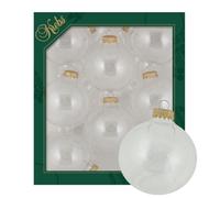 Krebs Glas Lauscha - Decorazioni natalizie palline cristallo argento satinato 7 cm - Quantità: 8 pezzi