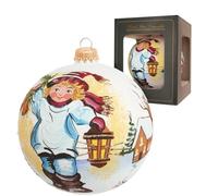 Krebs Glas Lauscha Palla di Natale "Boy con lanterna" - Multicolore - Ø 10 cm - fatto a mano & soffiato a mano in vetro - Albero di Natale - Decorazione - Festa - Inverno