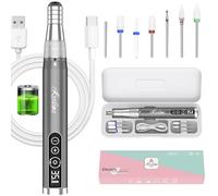 Kredioo Fresa per Unghie Professionale 35000RPM, Cordless e Ricaricabile LED, Portatile Trapano Elettrico, Lima Elettrica per Manicure e Pedicure, Kit 6 Punte Fresa Unghie, Grigio