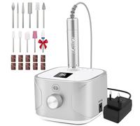 Kredioo Fresa per Unghie Professionale 35000RPM, Fresa Unghie, Lima Per Unghie Elettrica, Manicure e Pedicure, Trapano Elettrico per Rimozione Gel/Smalto, Argento
