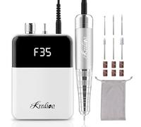 Kredioo Fresa per Unghie Professionale 35000RPM, Portatile E Ricaricabile, Fresa Unghie, Lima Per Unghie Elettrica, Manicure Pedicure, Trapano Elettrico per Rimozione Smalto, 6 Punte, Bianco