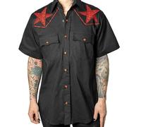 Kreepsville Hellbilly Baphomet Western Uomo Camicia Rosso Gotico Satanico Mswhbr