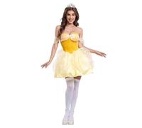 Kreeqe Abito da principessa corto luminoso da donna, costume da palcoscenico, in lycra spandex elasticizzato (giallo, M)
