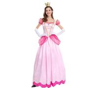 Kreeqe Abito da principessa rosa scintillante per adulti - Costume di Halloween da donna - Cultura Pop-Party - Vestito da ultimo minuto (rosa, taglia L)