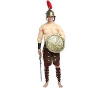 Kreeqe Autentico costume da gladiatore greco spartano da guerriero per adulti, unisex, per eventi di cultura pop di Halloween, guerriero muscolare, taglia M