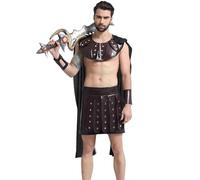 Kreeqe Autentico costume greco Spartan Gladiatore adulto Unisex Ultimo Minuto Eventi di Halloween e Cultura Pop (Mantello nero, Taglia M)
