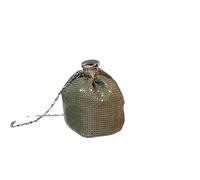 Kreeqe Borsa a tracolla retrò glitterata per mini bottiglie, con coperchio sicuro, porta oggetti essenziali per il telefono, moda urbana da strada (verde, M)