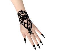 Kreeqe Braccialetto di Halloween con pipistrello, farfalla, palla, ragnatela e catena per dita, accessorio per feste gotiche scuro (WS-256-1,M)