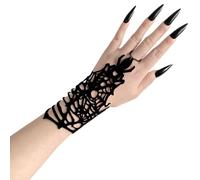 Kreeqe Braccialetto per Halloween con motivo a pipistrello, farfalla, sfera e ragnatela, catena per dita, accessorio per feste gotiche scuro (WS-226-1,M)