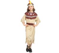 Kreeqe Costume da guerriero indiano per adulti - colorato e semplice per feste di Halloween (femmina, indiano, taglia M)
