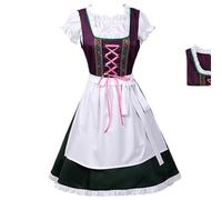 Kreeqe Elegante abito bavarese, costume tradizionale bavarese, autentico costume da Oktoberfest da donna, abito da festa di carnevale (abito da birra, viola, S)