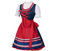 Kreeqe Elegante vestito bavarese Dirndl autentico per Oktoberfest, set da donna, per feste, carnevale, feste in maschera (abito da birra, pizzo, L)