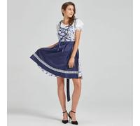Kreeqe Elegante vestito bavarese Dirndl autentico per Oktoberfest, set da donna, per feste, carnevale, travestimento (vestito da birra, blu, XXL, XXL)