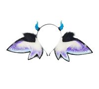 Kreeqe Fascia in peluche fatta a mano con orecchie da elfo e orecchie da diavolo, accessorio per costume, creatura fantasy, festa di Halloween, unisex (nero-viola, M)