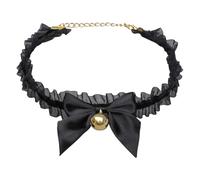 Kreeqe Gatto con campane Peloso Cat Bow Neck Bell Costume Volpe Papillon per le donne Halloween Cosplay (fiocco nero, M)