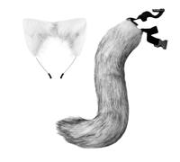 Kreeqe Incantevole e soffice coda di volpe finta con orecchie da gatto, fascia per capelli e accessori per adulti, per cosplay e feste (volpe, M)